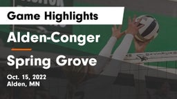 Alden-Conger  vs Spring Grove Game Highlights - Oct. 15, 2022