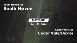 Matchup: South Haven vs. Cedar Vale/Dexter  2016