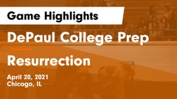 DePaul College Prep  vs Resurrection  Game Highlights - April 20, 2021