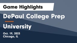 DePaul College Prep vs University  Game Highlights - Oct. 19, 2023