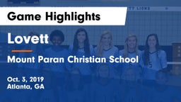 Lovett  vs Mount Paran Christian School Game Highlights - Oct. 3, 2019
