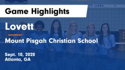 Lovett  vs Mount Pisgah Christian School Game Highlights - Sept. 10, 2020