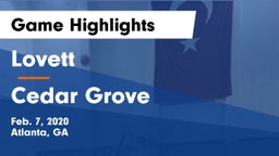 Lovett  vs Cedar Grove  Game Highlights - Feb. 7, 2020