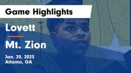Lovett  vs Mt. Zion  Game Highlights - Jan. 20, 2023