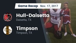 Recap: Hull-Daisetta  vs. Timpson  2017
