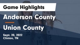 Anderson County  vs Union County  Game Highlights - Sept. 20, 2022