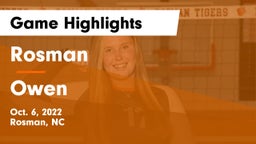 Rosman  vs Owen Game Highlights - Oct. 6, 2022