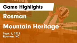 Rosman  vs Mountain Heritage Game Highlights - Sept. 6, 2022