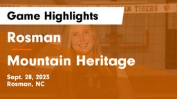 Rosman  vs Mountain Heritage  Game Highlights - Sept. 28, 2023