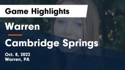 Warren  vs Cambridge Springs Game Highlights - Oct. 8, 2022