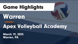 Warren  vs Apex Volleyball Academy Game Highlights - March 19, 2023