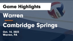 Warren  vs Cambridge Springs Game Highlights - Oct. 14, 2023