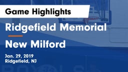 Ridgefield Memorial  vs New Milford  Game Highlights - Jan. 29, 2019