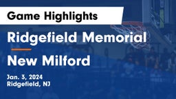 Ridgefield Memorial  vs New Milford  Game Highlights - Jan. 3, 2024