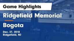 Ridgefield Memorial  vs Bogota  Game Highlights - Dec. 27, 2018