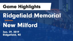 Ridgefield Memorial  vs New Milford  Game Highlights - Jan. 29, 2019