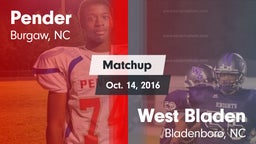 Matchup: Pender vs. West Bladen  2016