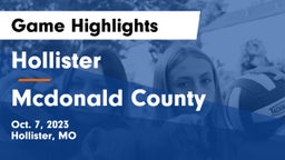 Hollister  vs Mcdonald County Game Highlights - Oct. 7, 2023