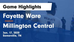 Fayette Ware  vs Millington Central  Game Highlights - Jan. 17, 2020