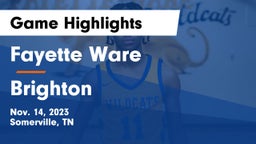 Fayette Ware  vs Brighton  Game Highlights - Nov. 14, 2023