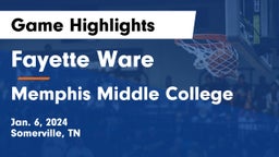 Fayette Ware  vs Memphis Middle College Game Highlights - Jan. 6, 2024