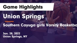 Union Springs  vs Southern Cayuga girls Varsity Basketball Game Highlights - Jan. 28, 2022