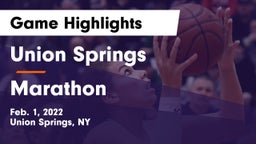 Union Springs  vs Marathon  Game Highlights - Feb. 1, 2022