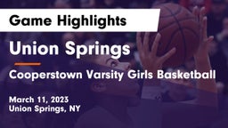 Union Springs  vs Cooperstown Varsity Girls Basketball Game Highlights - March 11, 2023