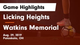 Licking Heights  vs Watkins Memorial Game Highlights - Aug. 29, 2019