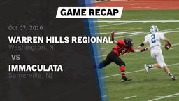 Recap: Warren Hills Regional  vs. Immaculata  2016