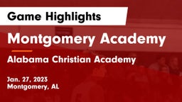 Montgomery Academy  vs Alabama Christian Academy  Game Highlights - Jan. 27, 2023