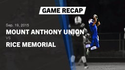 Recap: Mount Anthony Union  vs. Rice Memorial  2015