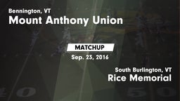 Matchup: Mount Anthony vs. Rice Memorial  2016
