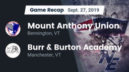 Recap: Mount Anthony Union  vs. Burr & Burton Academy  2019