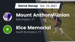 Recap: Mount Anthony Union  vs. Rice Memorial  2021