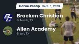Recap: Bracken Christian  vs. Allen Academy 2023