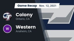 Recap: Colony  vs. Western  2021