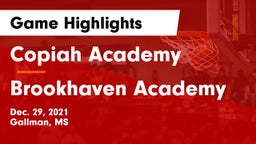 Copiah Academy  vs Brookhaven Academy  Game Highlights - Dec. 29, 2021