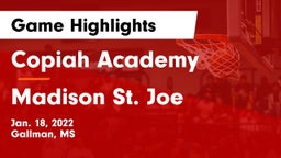 Copiah Academy  vs Madison St. Joe Game Highlights - Jan. 18, 2022
