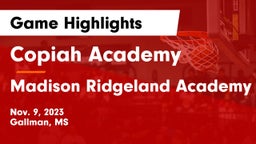 Copiah Academy  vs Madison Ridgeland Academy Game Highlights - Nov. 9, 2023