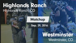 Matchup: Highlands Ranch vs. Westminster  2016