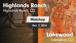 Matchup: Highlands Ranch vs. Lakewood  2016