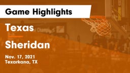 Texas  vs Sheridan  Game Highlights - Nov. 17, 2021