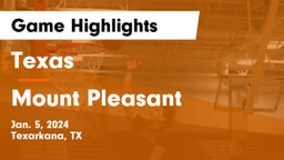 Texas  vs Mount Pleasant  Game Highlights - Jan. 5, 2024