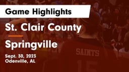 St. Clair County  vs Springville  Game Highlights - Sept. 30, 2023