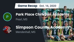 Recap: Park Place Christian Academy  vs. Simpson County Academy 2020