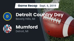 Recap: Detroit Country Day  vs. Mumford  2019