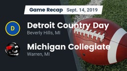 Recap: Detroit Country Day  vs. Michigan Collegiate 2019