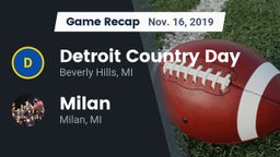 Recap: Detroit Country Day  vs. Milan  2019