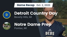 Recap: Detroit Country Day  vs. Notre Dame Prep  2020